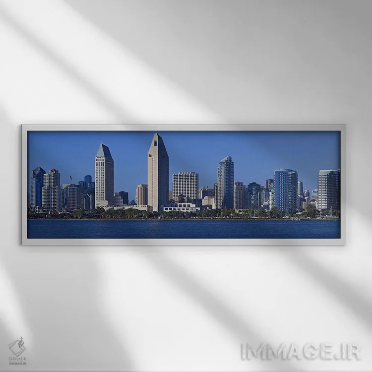 تابلو دکوراتیو San Diego, California, USA 2010,شهر در کنار آب، سن دیگو… اثر پانورامیک ایمجز - نمای قابدار سفید
