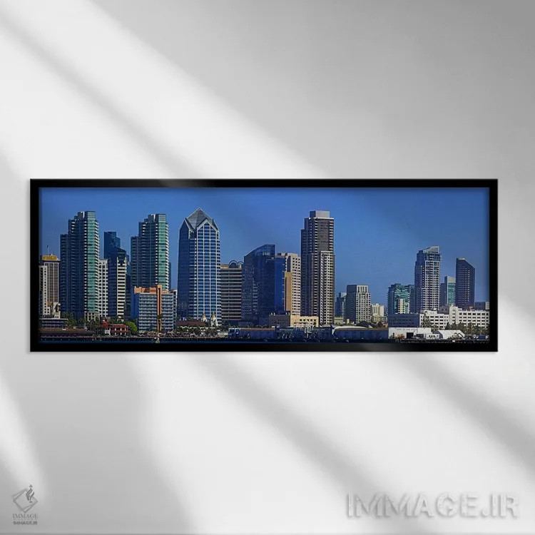 تابلو دکوراتیو San Diego, California, USA 2010 #7,ساختمان ها در کنار آ… اثر پانورامیک ایمجز - نمای قابدار مشکی