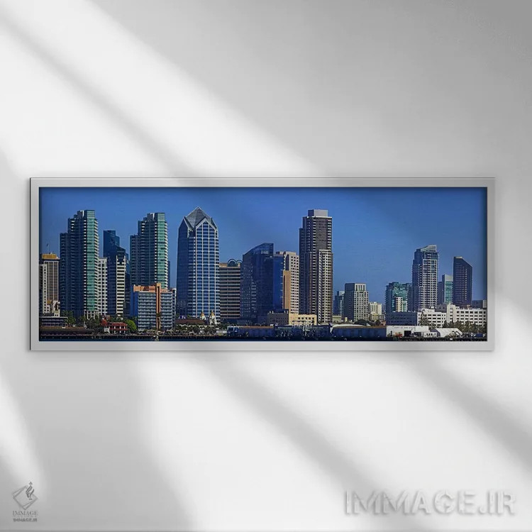 تابلو دکوراتیو San Diego, California, USA 2010 #7,ساختمان ها در کنار آ… اثر پانورامیک ایمجز - نمای قابدار سفید