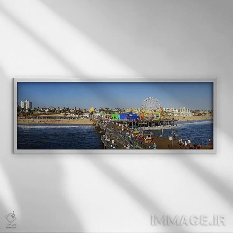 تابلو دکوراتیو Santa Monica Pier, Santa Monica, Los Angeles County, Ca… اثر پانورامیک ایمجز - نمای قابدار سفید