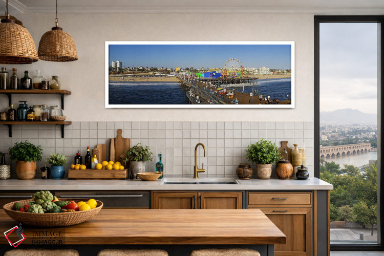 تابلو دکوراتیو Santa Monica Pier, Santa Monica, Los Angeles County, Ca… اثر پانورامیک ایمجز - D3W