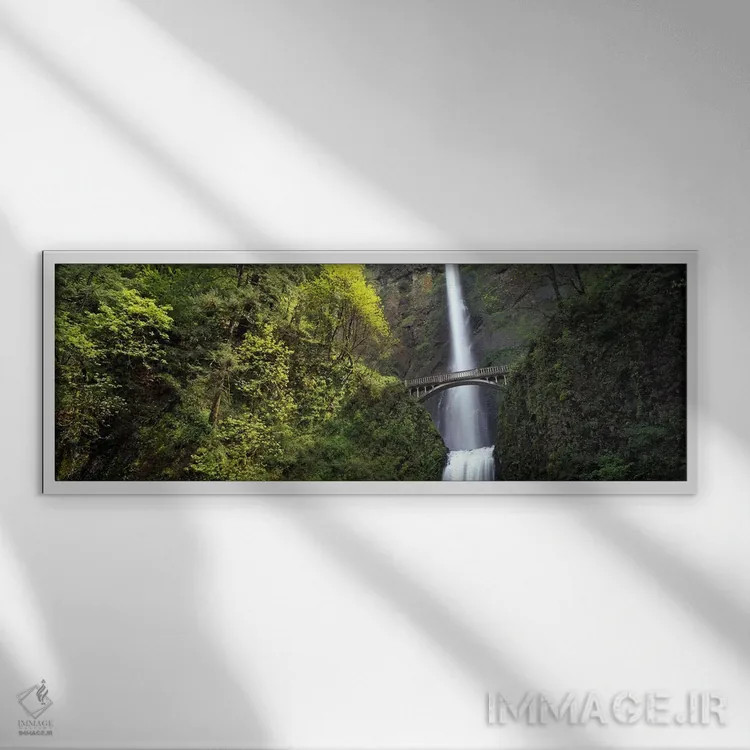 تابلو دکوراتیو Multnomah Falls, Columbia River Gorge, Portland, Multno… اثر پانورامیک ایمجز - نمای قابدار سفید