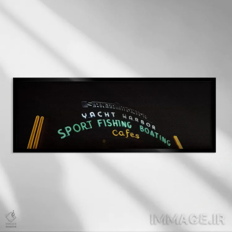 تابلو دکوراتیو Santa Monica Pier, Santa Monica, Los Angeles County, Ca… اثر پانورامیک ایمجز - نمای قابدار مشکی