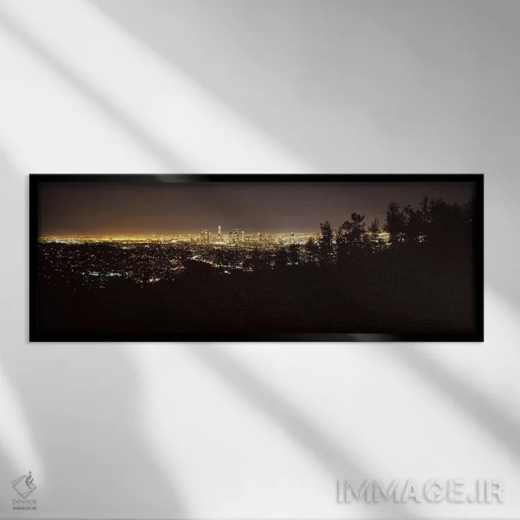 تابلو دکوراتیو California, USA,نمای هوایی از منظره شهری لس آنجلس، کالی… اثر پانورامیک ایمجز - نمای قابدار مشکی