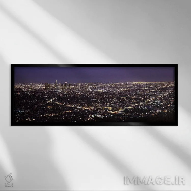 تابلو دکوراتیو California, USA,نمای هوایی از منظره شهری لس آنجلس، کالی… اثر پانورامیک ایمجز - نمای قابدار مشکی
