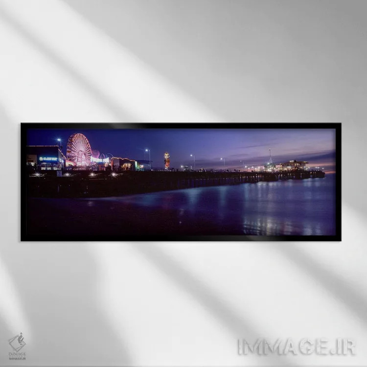 تابلو دکوراتیو Santa Monica Pier, Santa Monica, Los Angeles County, Ca… اثر پانورامیک ایمجز - نمای قابدار مشکی