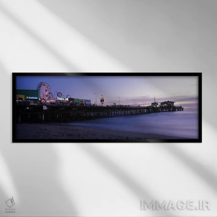 تابلو دکوراتیو Santa Monica Pier, Santa Monica, Los Angeles County, Ca… اثر پانورامیک ایمجز - نمای قابدار مشکی