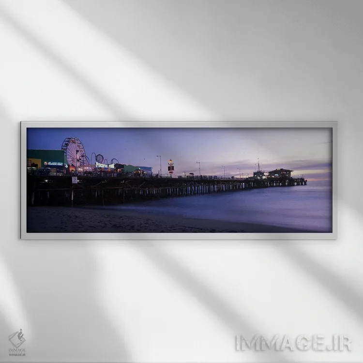 تابلو دکوراتیو Santa Monica Pier, Santa Monica, Los Angeles County, Ca… اثر پانورامیک ایمجز - نمای قابدار سفید