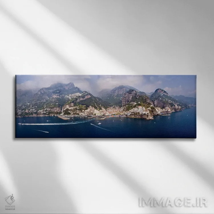 تابلو دکوراتیو Amalfi Coast, Campania, South Tyrol, Italy,نمای هوایی آ… اثر پانورامیک ایمجز - نمای روبهرو روی دیوار
