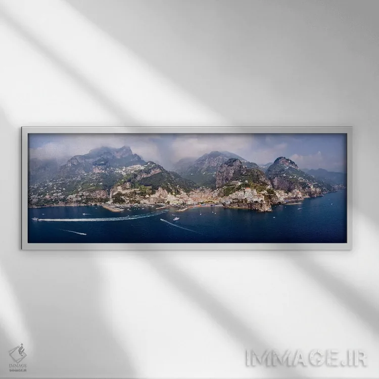تابلو دکوراتیو Amalfi Coast, Campania, South Tyrol, Italy,نمای هوایی آ… اثر پانورامیک ایمجز - نمای قابدار سفید