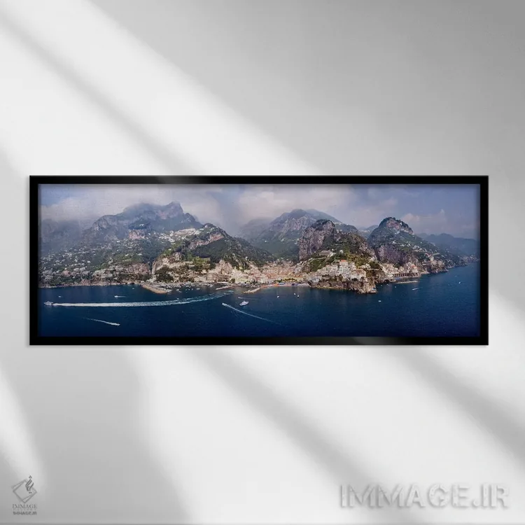 تابلو دکوراتیو Amalfi Coast, Campania, South Tyrol, Italy,نمای هوایی آ… اثر پانورامیک ایمجز - نمای قابدار مشکی