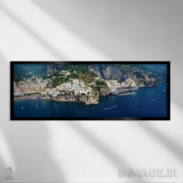 تابلو دکوراتیو Amalfi Coast, Salerno, Campania, Italy,نمای هوایی، ساحل… اثر پانورامیک ایمجز - نمای قابدار مشکی