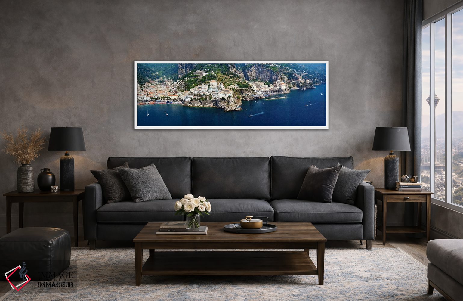 تابلو دکوراتیو Amalfi Coast, Salerno, Campania, Italy,نمای هوایی، ساحل… اثر پانورامیک ایمجز - D4W