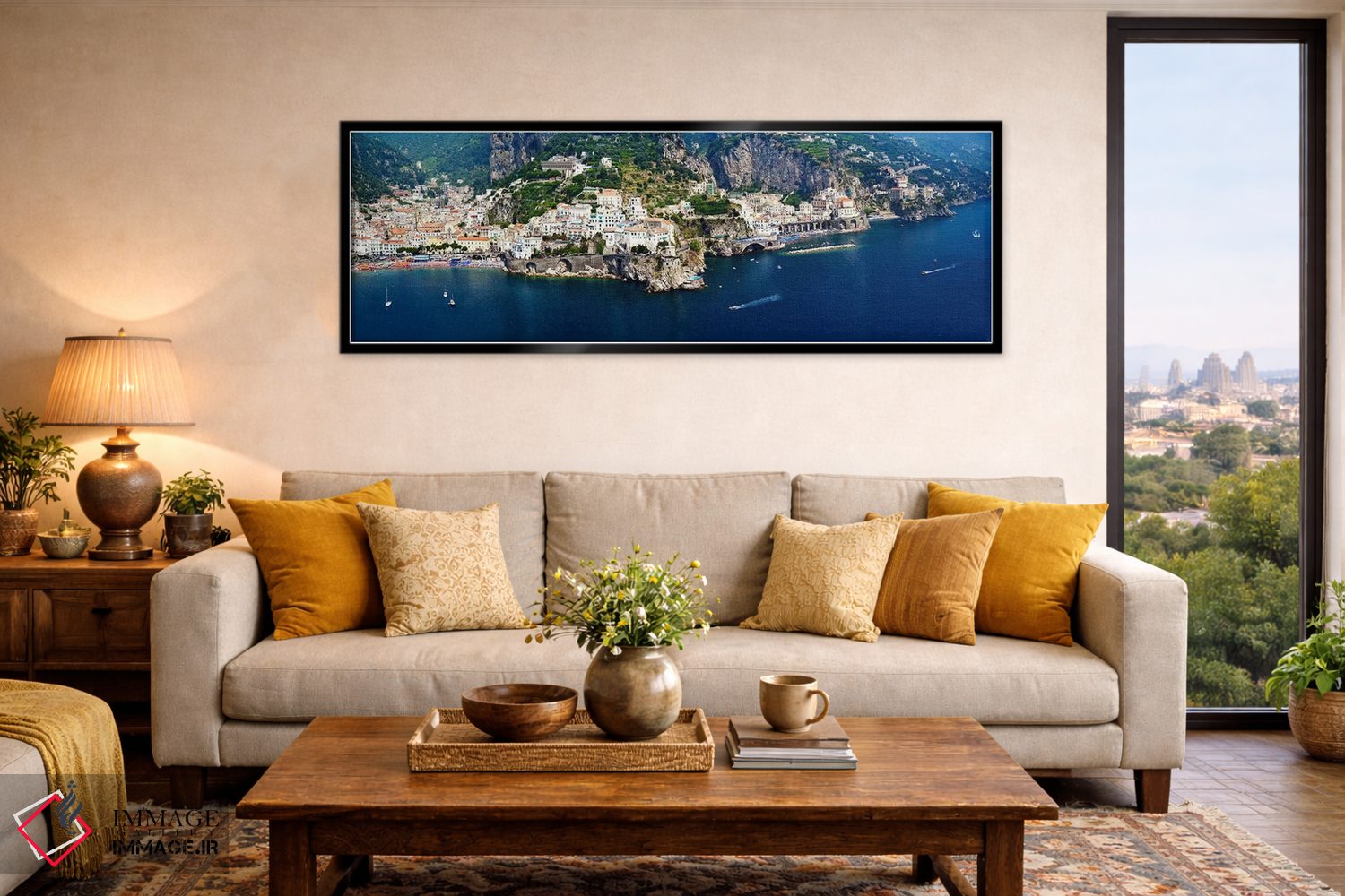 تابلو دکوراتیو Amalfi Coast, Salerno, Campania, Italy,نمای هوایی، ساحل… اثر پانورامیک ایمجز - D6B