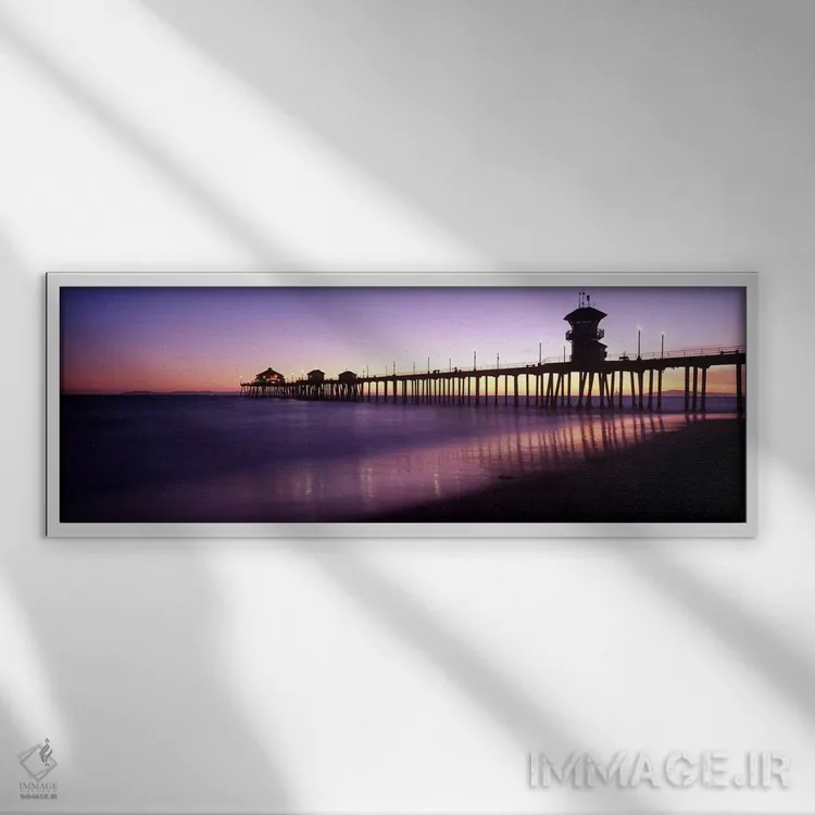 تابلو دکوراتیو Huntington Beach, Orange County, California, USA,اسکله… اثر پانورامیک ایمجز - نمای قابدار سفید