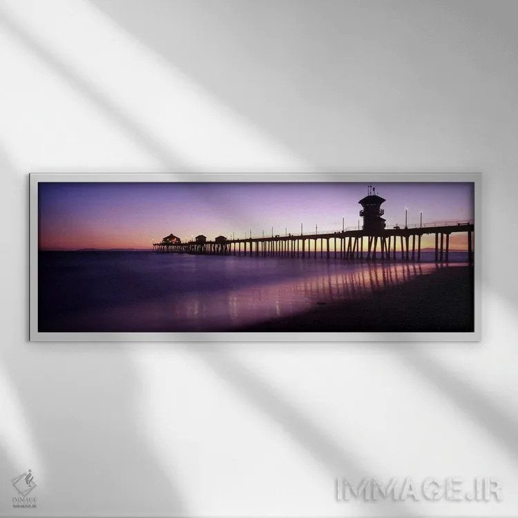 تابلو دکوراتیو Huntington Beach, Orange County, California, USA,اسکله… اثر پانورامیک ایمجز - نمای قابدار سفید