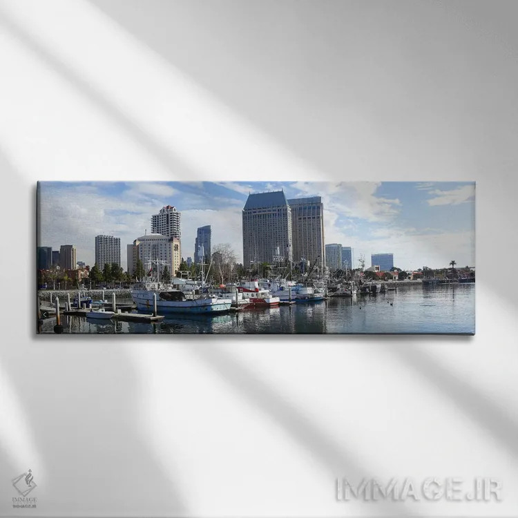 تابلو دکوراتیو San Diego, California, USA,قایق های ماهیگیری در اسکله… اثر پانورامیک ایمجز - نمای روبهرو روی دیوار