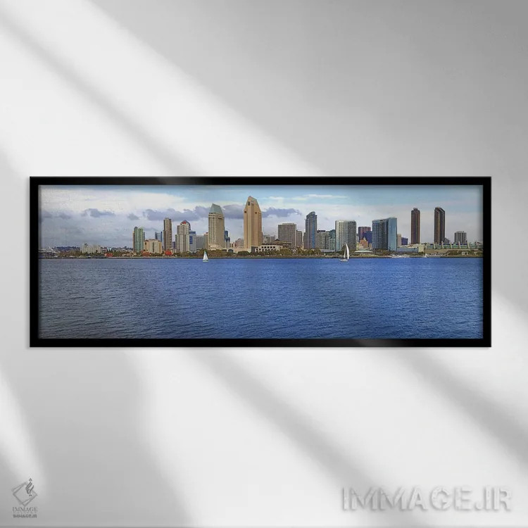 تابلو دکوراتیو San Diego, California, USA 2010 #9,ساختمان ها در کنار آ… اثر پانورامیک ایمجز - نمای قابدار مشکی