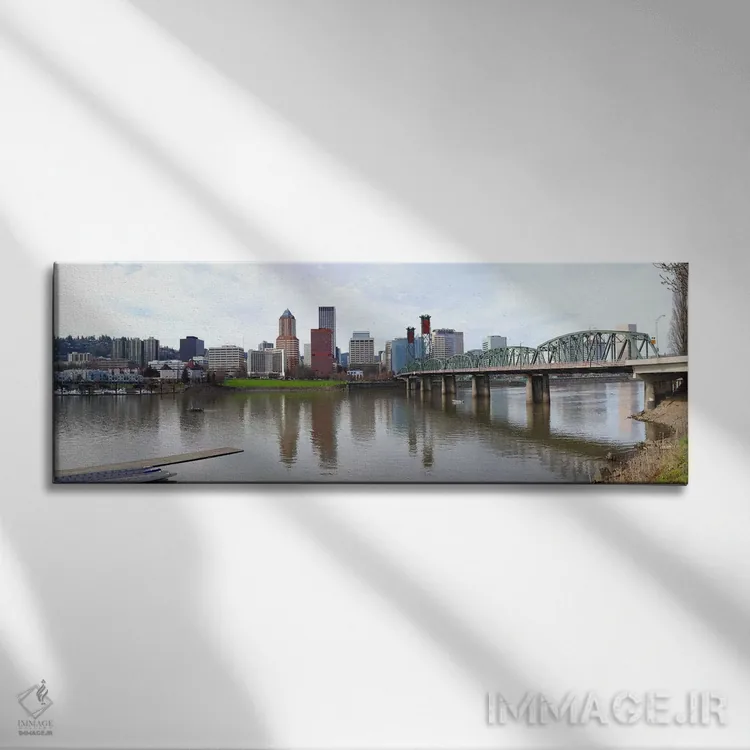 تابلو دکوراتیو Willamette River, Portland, Oregon 2010,پل روی رودخانه… اثر پانورامیک ایمجز - نمای روبهرو روی دیوار