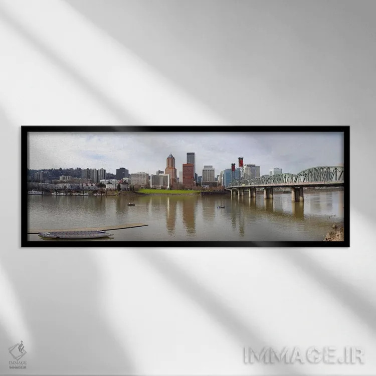تابلو دکوراتیو Willamette River, Portland, Multnomah County, Oregon, U… اثر پانورامیک ایمجز - نمای قابدار مشکی