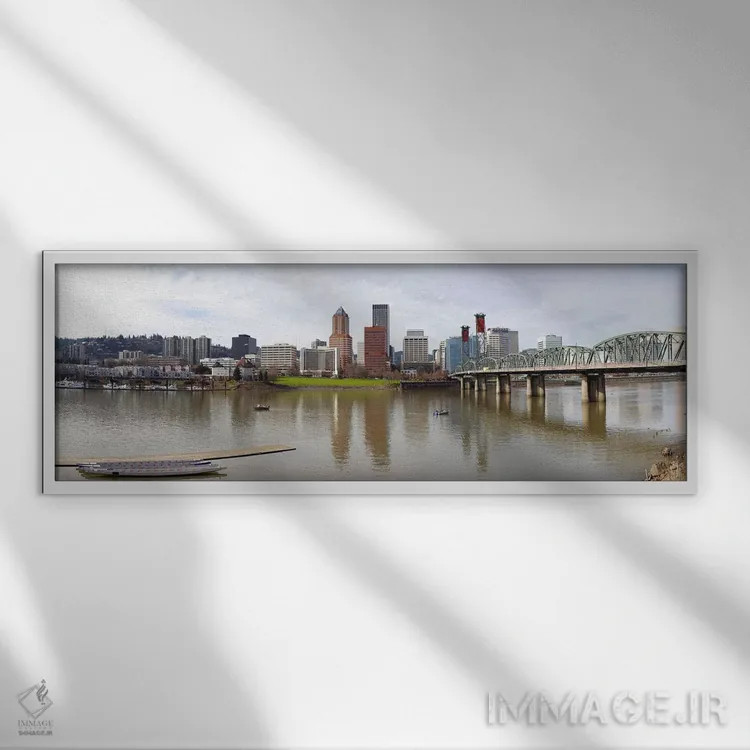 تابلو دکوراتیو Willamette River, Portland, Multnomah County, Oregon, U… اثر پانورامیک ایمجز - نمای قابدار سفید