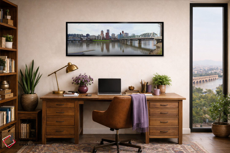 تابلو دکوراتیو Willamette River, Portland, Oregon 2010,پل روی رودخانه… اثر پانورامیک ایمجز - D3B