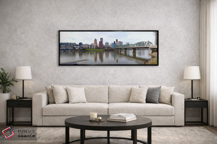 تابلو دکوراتیو Willamette River, Portland, Oregon 2010,پل روی رودخانه… اثر پانورامیک ایمجز - D5B