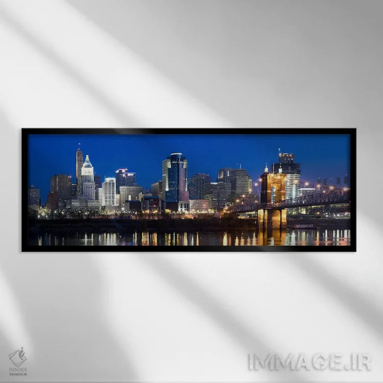 تابلو دکوراتیو Ohio, USA,آسمان خراش ها در یک شهر، سینسیناتی، اوهایو، آ… اثر پانورامیک ایمجز - نمای قابدار مشکی