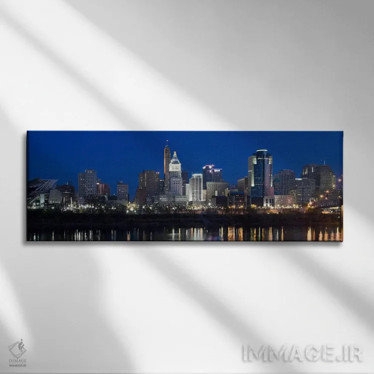 تابلو دکوراتیو Ohio, USA,افق سینسیناتی و پل معلق جان ای. روبلینگ در گر… اثر پانورامیک ایمجز - نمای روبهرو روی دیوار