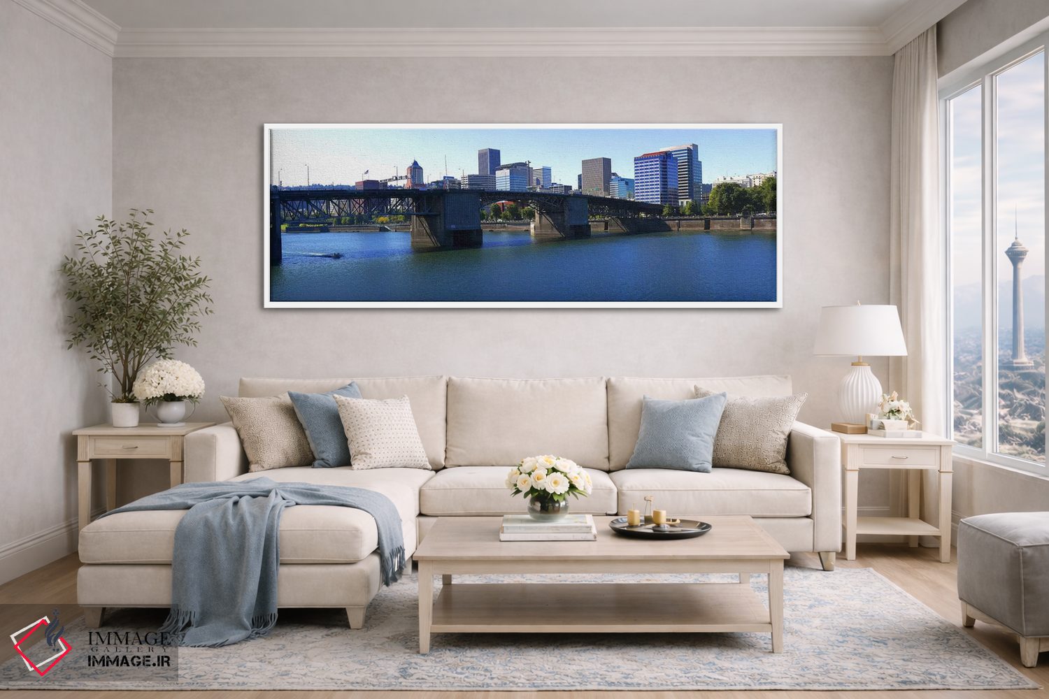 تابلو دکوراتیو Burnside Bridge, Willamette River, Portland, Multnomah… اثر پانورامیک ایمجز - D4W