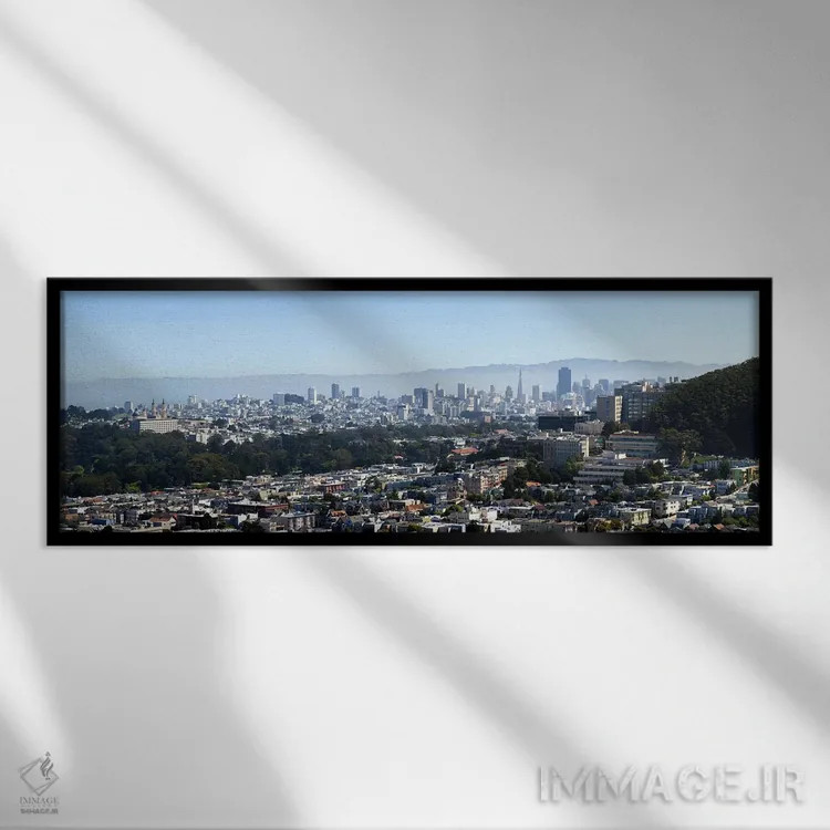 تابلو دکوراتیو California, USA,نمای زاویه بالا از یک شهر، سان فرانسیسک… اثر پانورامیک ایمجز - نمای قابدار مشکی