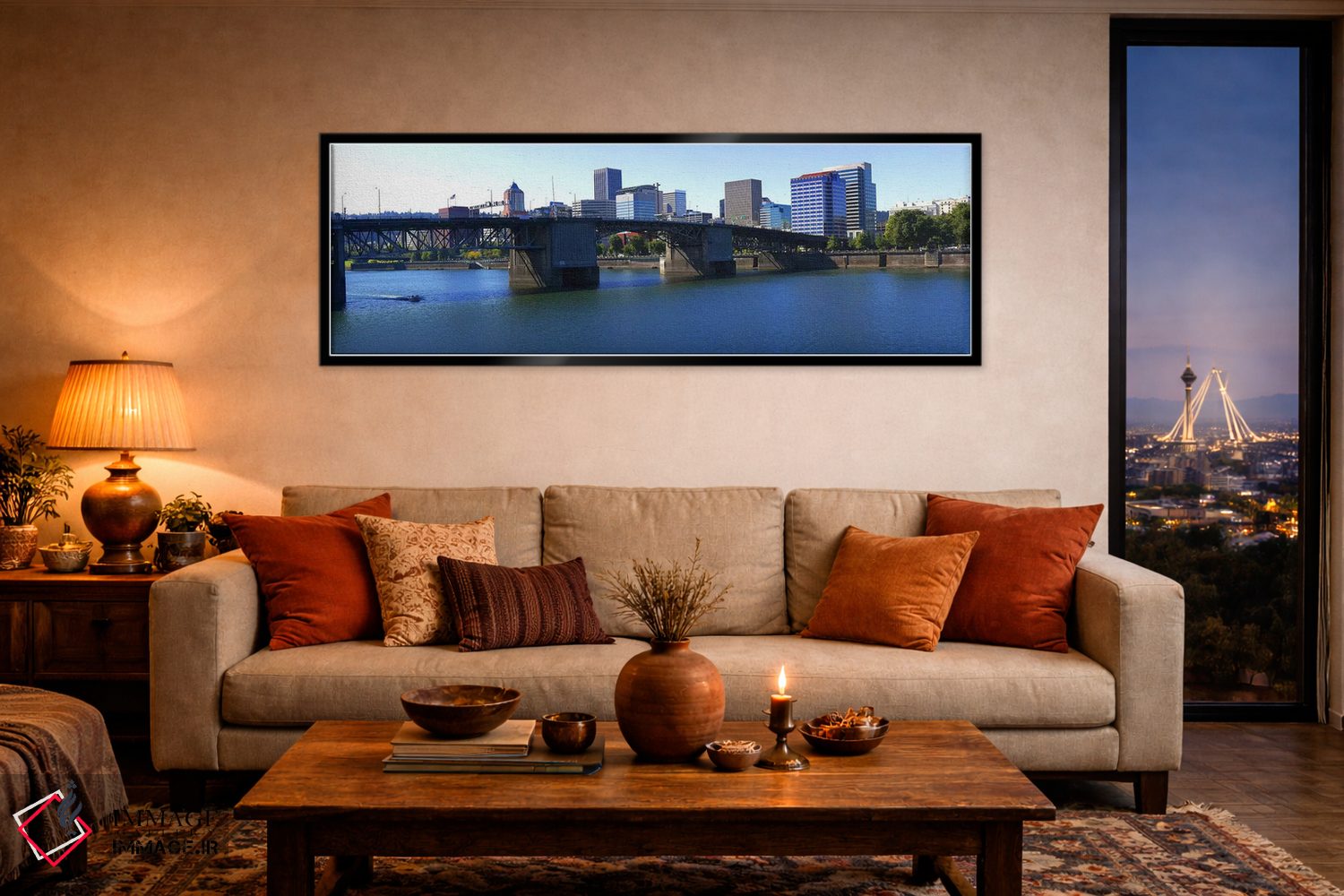 تابلو دکوراتیو Burnside Bridge, Willamette River, Portland, Multnomah… اثر پانورامیک ایمجز - D5B