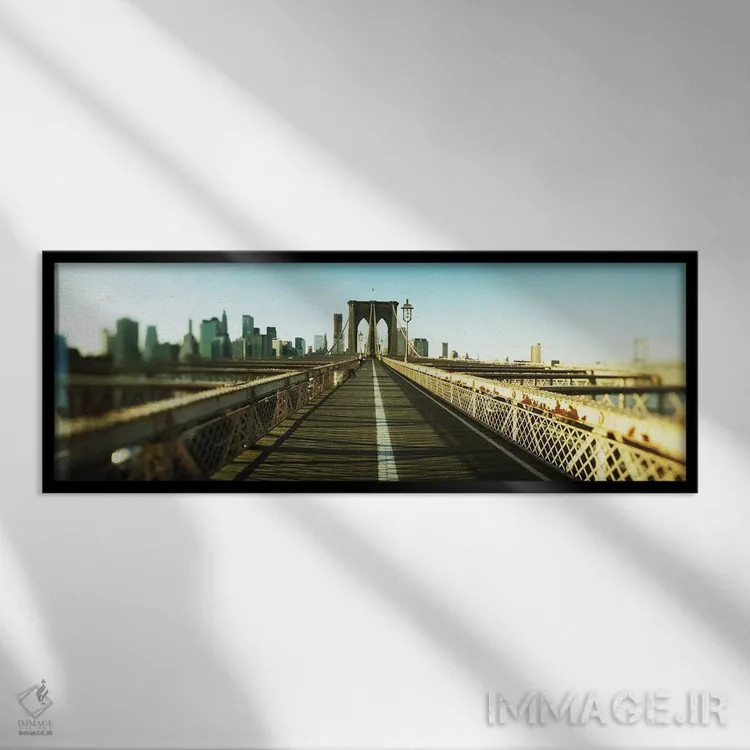 تابلو دکوراتیو New York City, New York State, USA,شهر دیده شده از پل ب… اثر پانورامیک ایمجز - نمای قابدار مشکی
