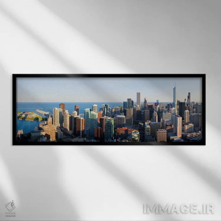 تابلو دکوراتیو Chicago, Cook County, Illinois, USA 2010,ساختمان ها در… اثر پانورامیک ایمجز - نمای قابدار مشکی