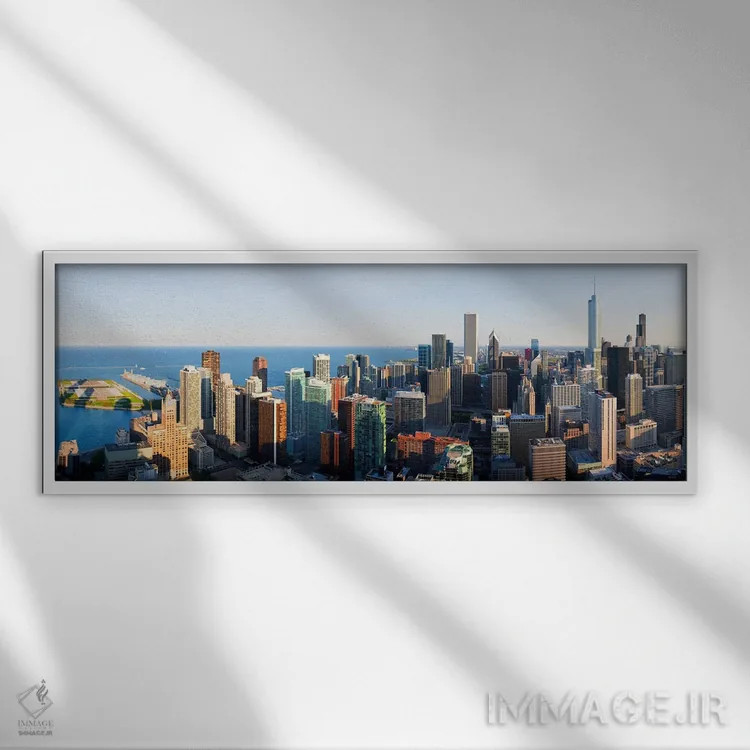 تابلو دکوراتیو Chicago, Cook County, Illinois, USA 2010,ساختمان ها در… اثر پانورامیک ایمجز - نمای قابدار سفید
