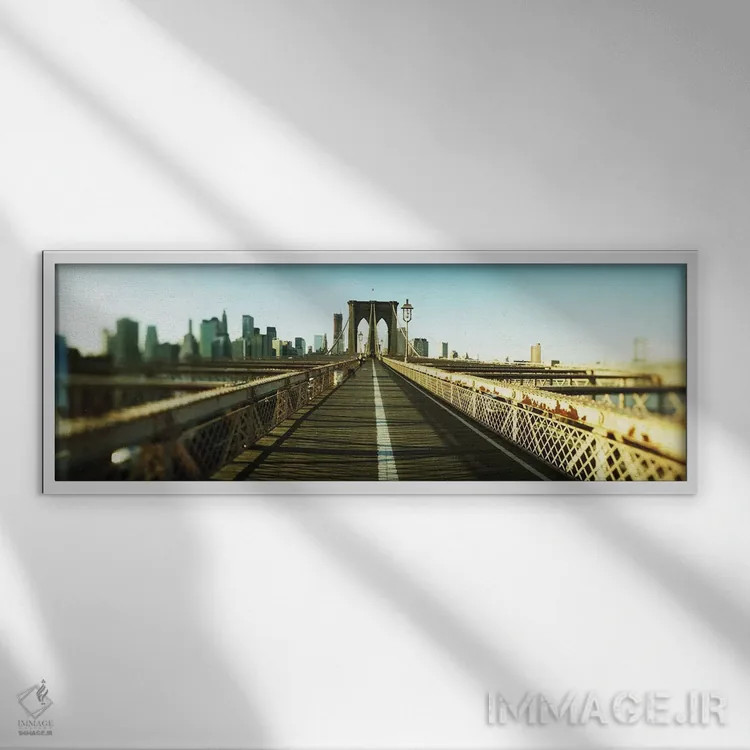 تابلو دکوراتیو New York City, New York State, USA,شهر دیده شده از پل ب… اثر پانورامیک ایمجز - نمای قابدار سفید