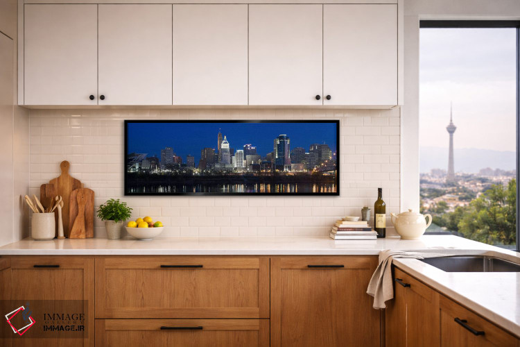 تابلو دکوراتیو Ohio, USA,افق سینسیناتی و پل معلق جان ای. روبلینگ در گر… اثر پانورامیک ایمجز - D5B