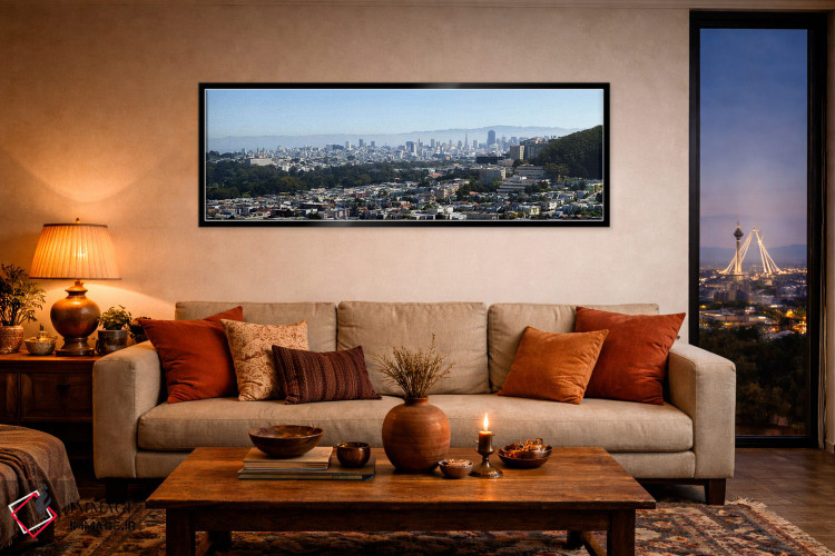 تابلو دکوراتیو California, USA,نمای زاویه بالا از یک شهر، سان فرانسیسک… اثر پانورامیک ایمجز - D5B