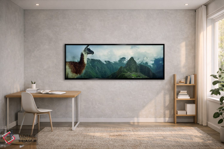 تابلو دکوراتیو Machu Picchu, Cusco Region, Peru,آلپاکا روی کوه با سایت… اثر پانورامیک ایمجز - D1B
