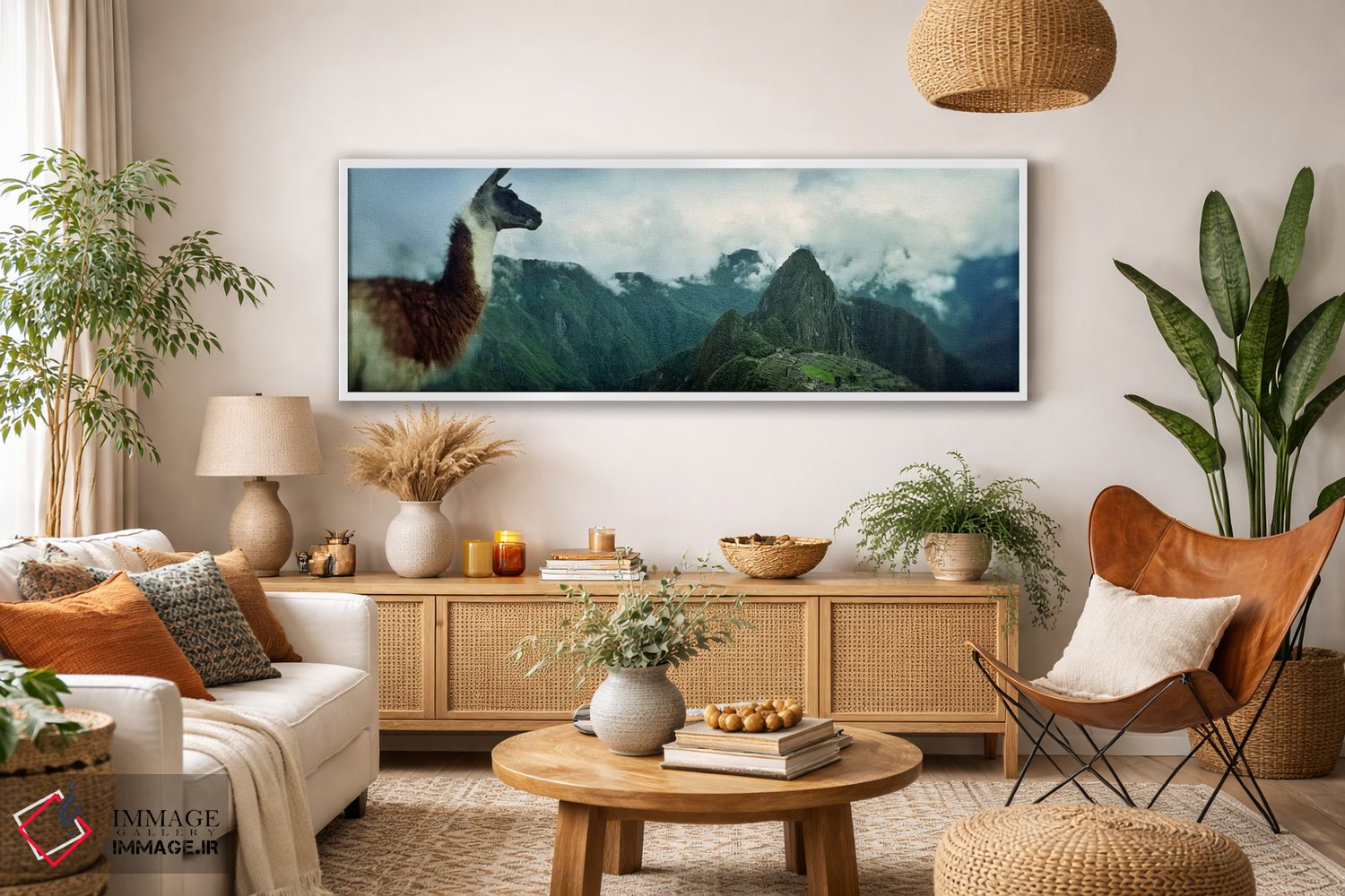 تابلو دکوراتیو Machu Picchu, Cusco Region, Peru,آلپاکا روی کوه با سایت… اثر پانورامیک ایمجز - D2W