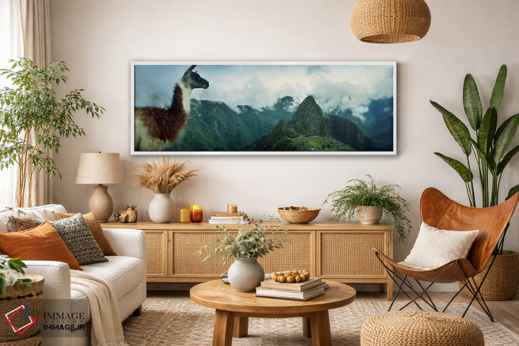 تابلو دکوراتیو Machu Picchu, Cusco Region, Peru,آلپاکا روی کوه با سایت… اثر پانورامیک ایمجز - D2W