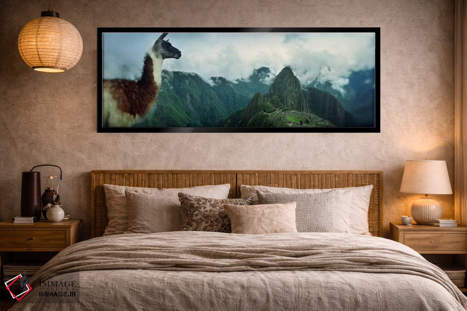 تابلو دکوراتیو Machu Picchu, Cusco Region, Peru,آلپاکا روی کوه با سایت… اثر پانورامیک ایمجز - D5B
