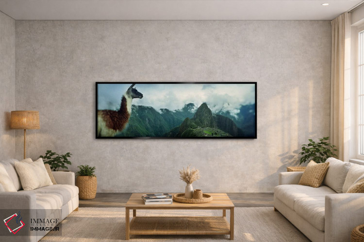 تابلو دکوراتیو Machu Picchu, Cusco Region, Peru,آلپاکا روی کوه با سایت… اثر پانورامیک ایمجز - D4B