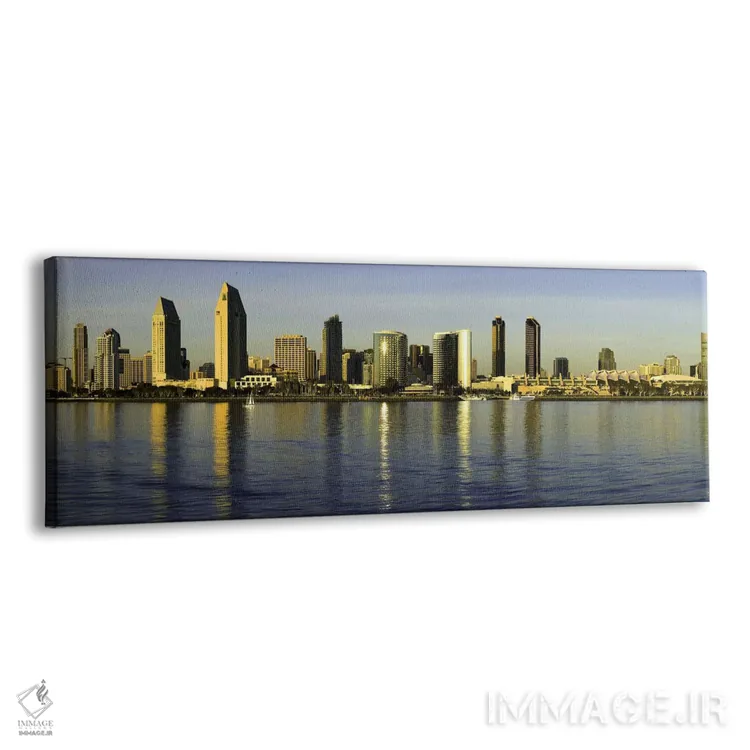 تابلو دکوراتیو San Diego, California, USA,بازتاب آسمان خراش ها در آب ه… اثر پانورامیک ایمجز - نمای پرسپکتیو محصول