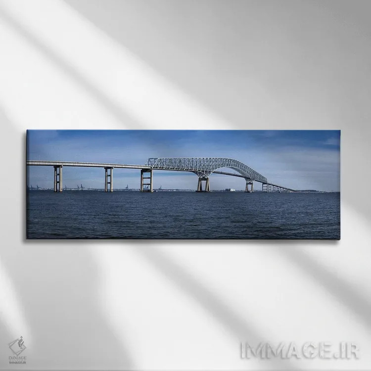 تابلو دکوراتیو Francis Scott Key Bridge, Patapsco River, Baltimore, Ma… اثر پانورامیک ایمجز - نمای روبهرو روی دیوار