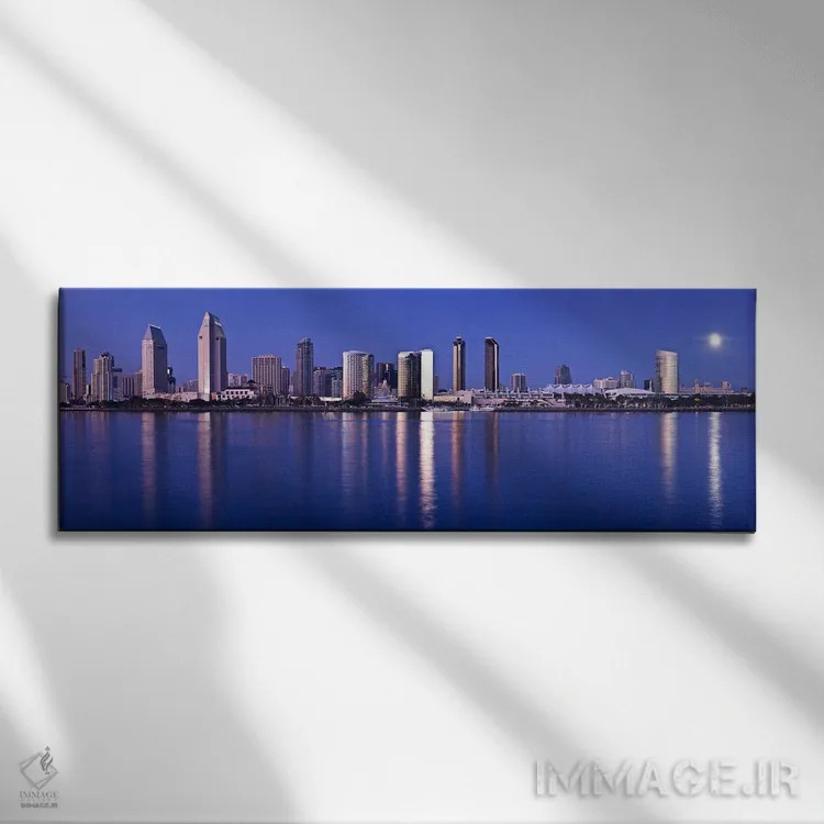 تابلو دکوراتیو San Diego, California, USA 2010,طلوع ماه بر فراز شهر، س… اثر پانورامیک ایمجز - نمای روبهرو روی دیوار