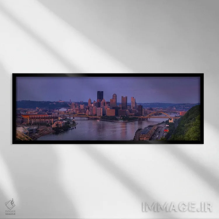 تابلو دکوراتیو Allegheny County, Pennsylvania, USA,شهر دیده شده از وست… اثر پانورامیک ایمجز - نمای قابدار مشکی