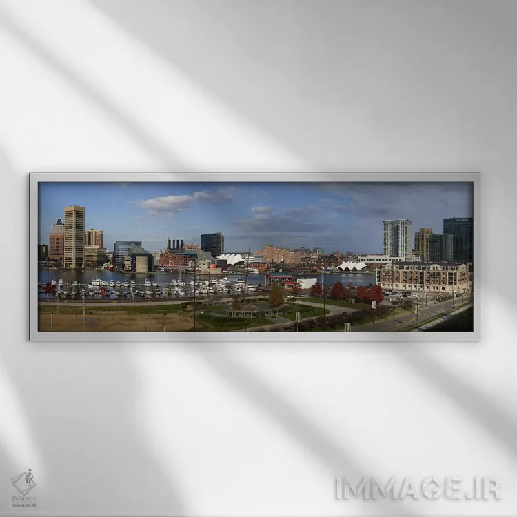 تابلو دکوراتیو Inner Harbor, Baltimore, Maryland, USA 2009,ساختمان ها… اثر پانورامیک ایمجز - نمای قابدار سفید