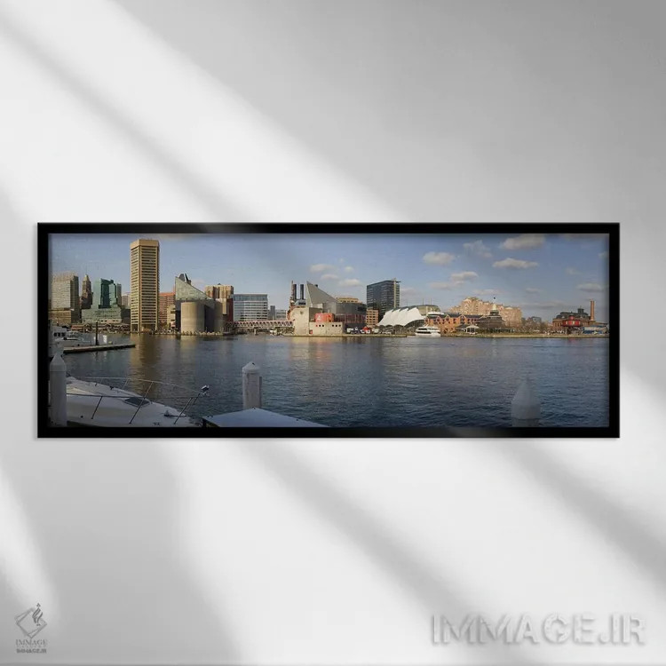 تابلو دکوراتیو Inner Harbor, Baltimore, Maryland, USA 2009 #2,قایق های… اثر پانورامیک ایمجز - نمای قابدار مشکی