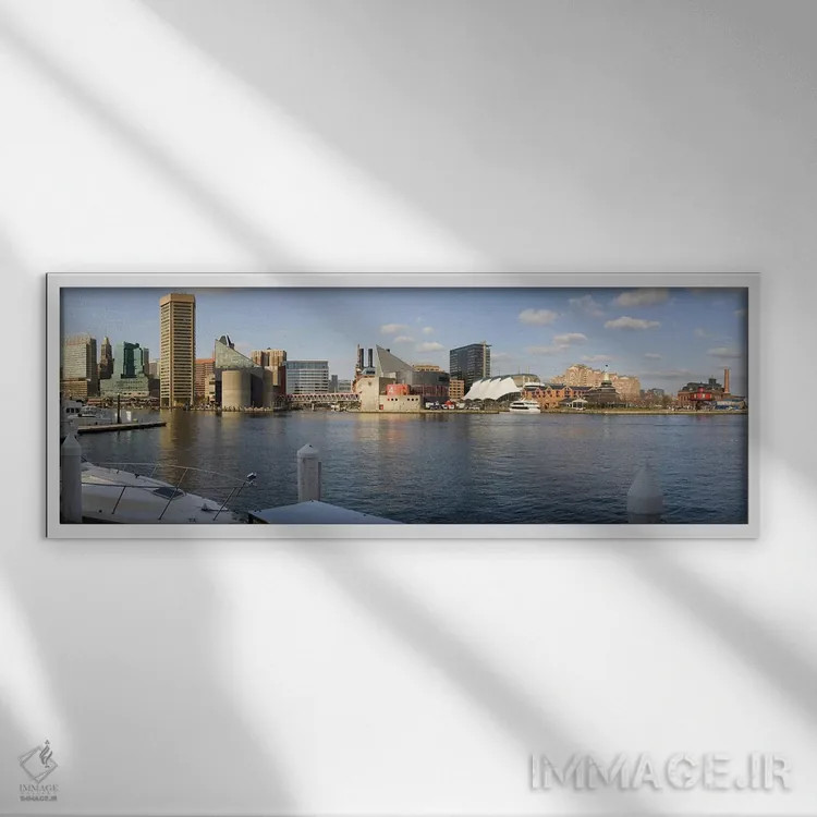 تابلو دکوراتیو Inner Harbor, Baltimore, Maryland, USA 2009 #2,قایق های… اثر پانورامیک ایمجز - نمای قابدار سفید